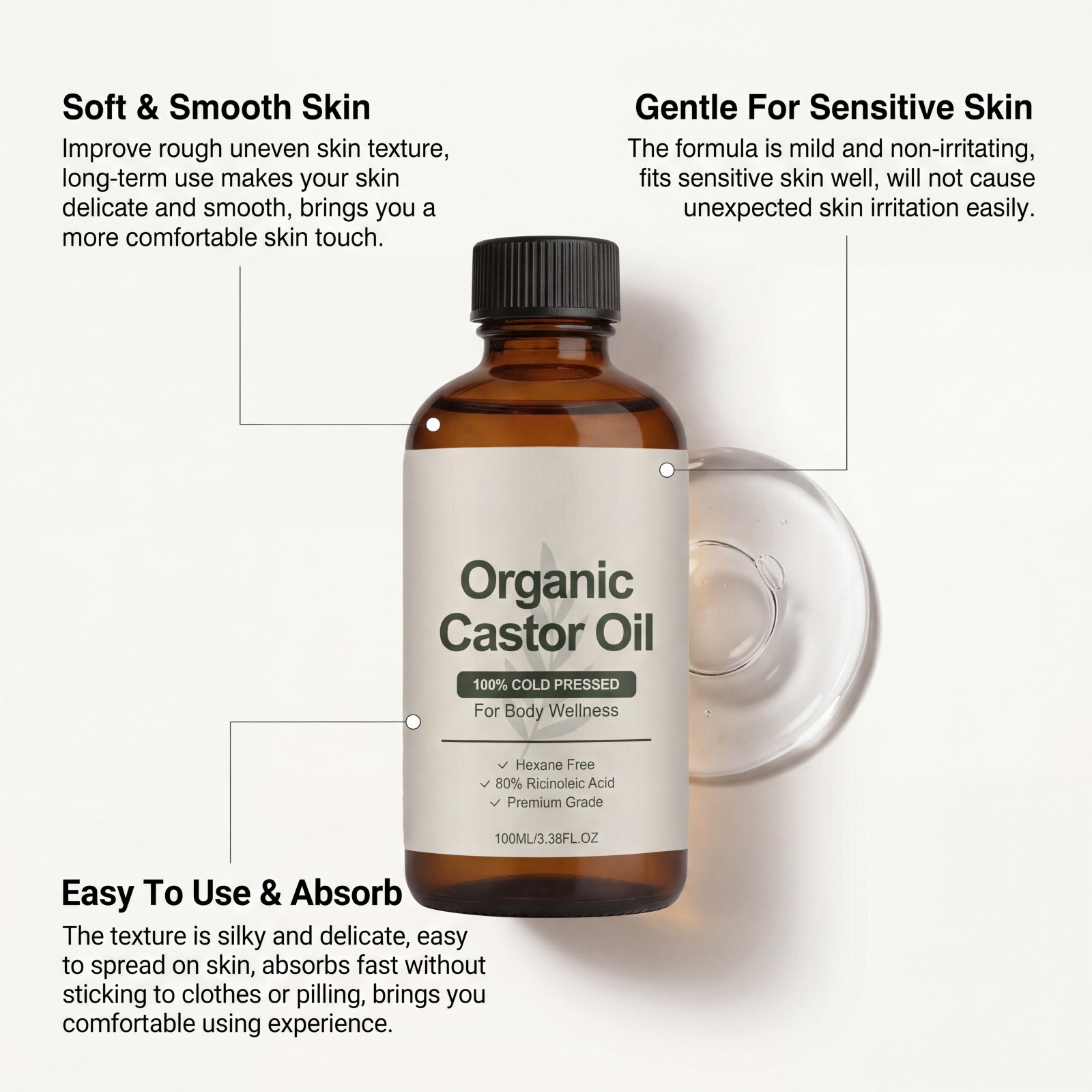 Body Moisturizer Oil Organic C - Castor Oil Cold Press บทวิจารณ์และราคา