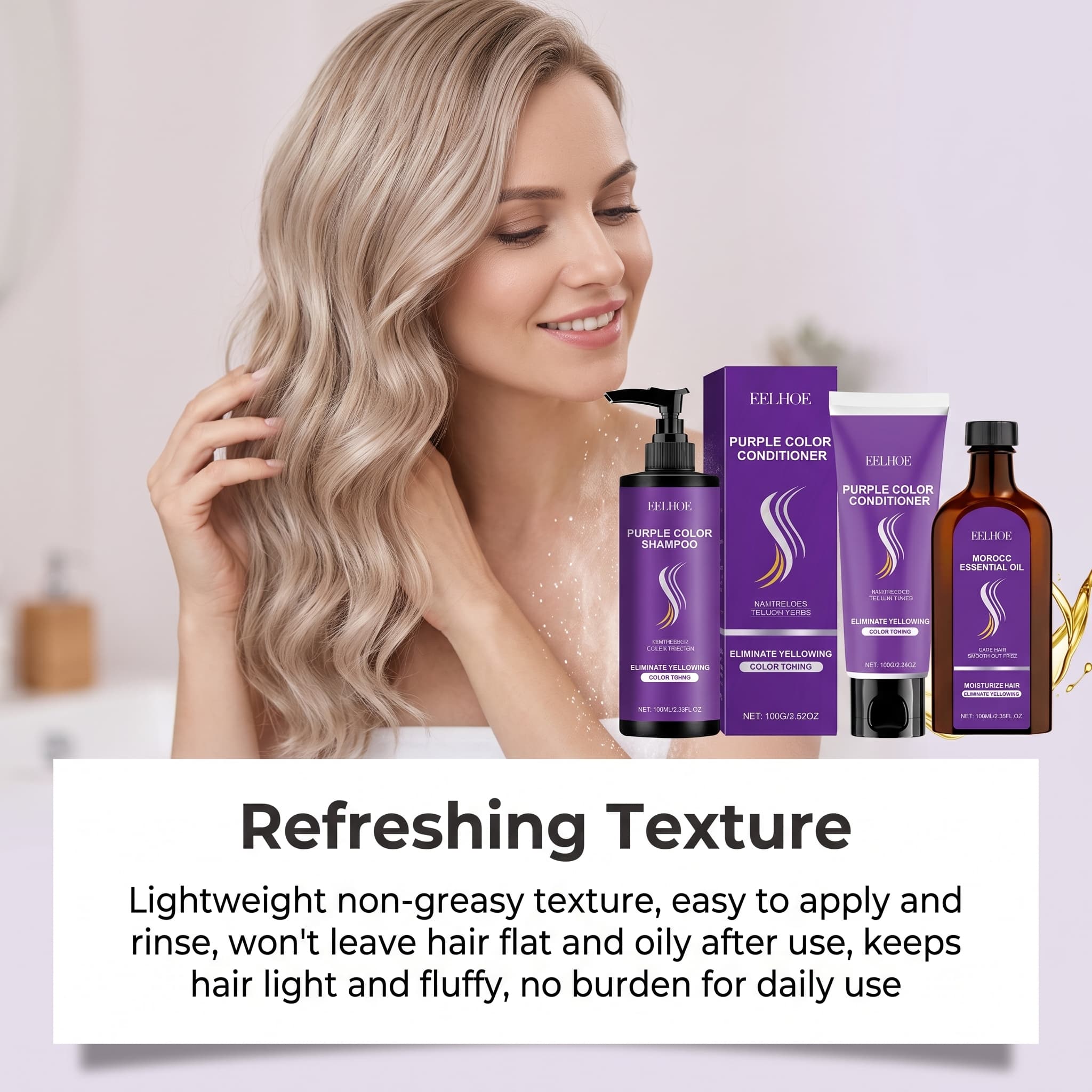 Purple Shampoo Set With Condit - Hair Care Oil Serum บทวิจารณ์และราคา