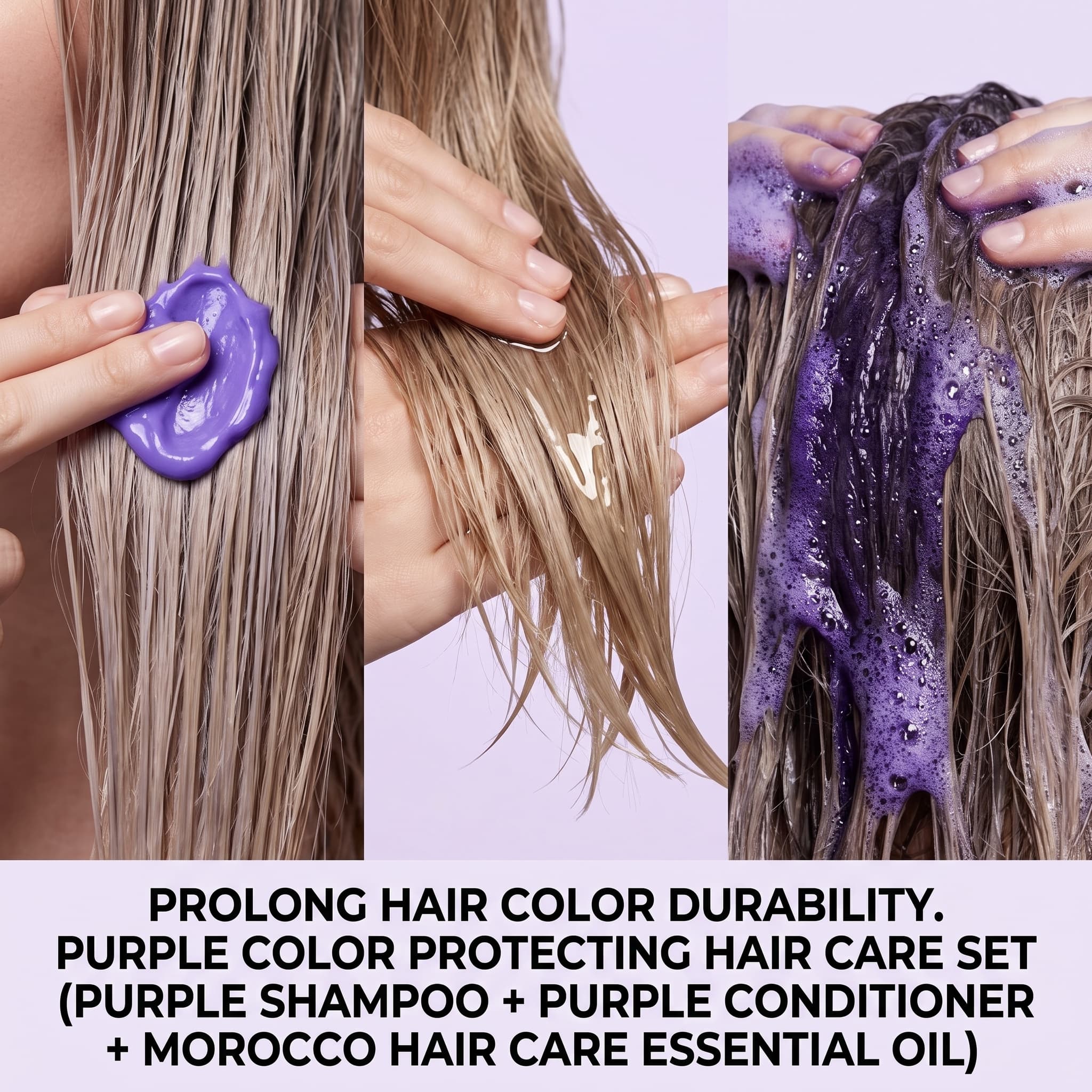Purple Shampoo Set With Condit - Hair Care Oil Serum บทวิจารณ์และราคา