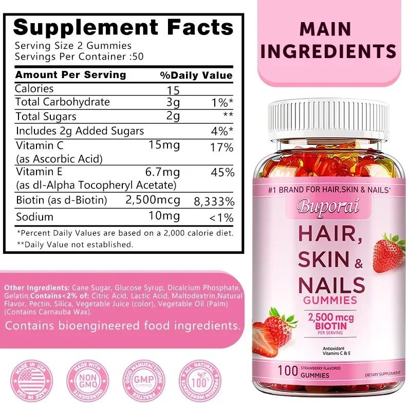 Hair, Skin and Nails Gummies - - Hair Care Gummies บทวิจารณ์และราคา