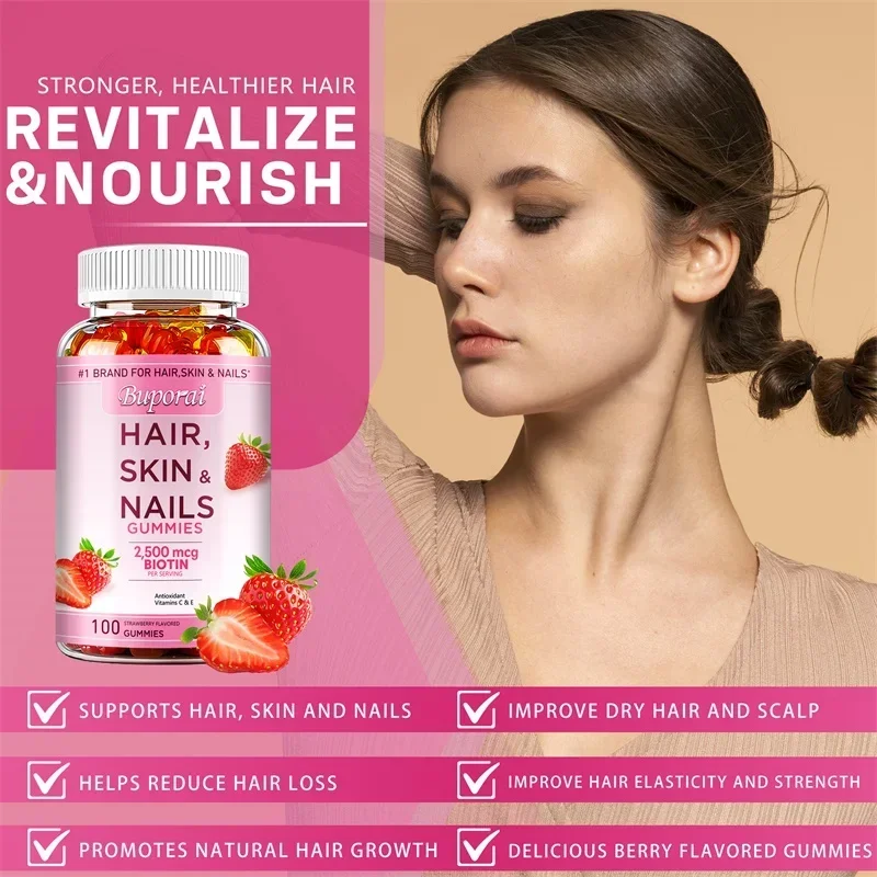 Hair, Skin and Nails Gummies - - Hair Care Gummies บทวิจารณ์และราคา