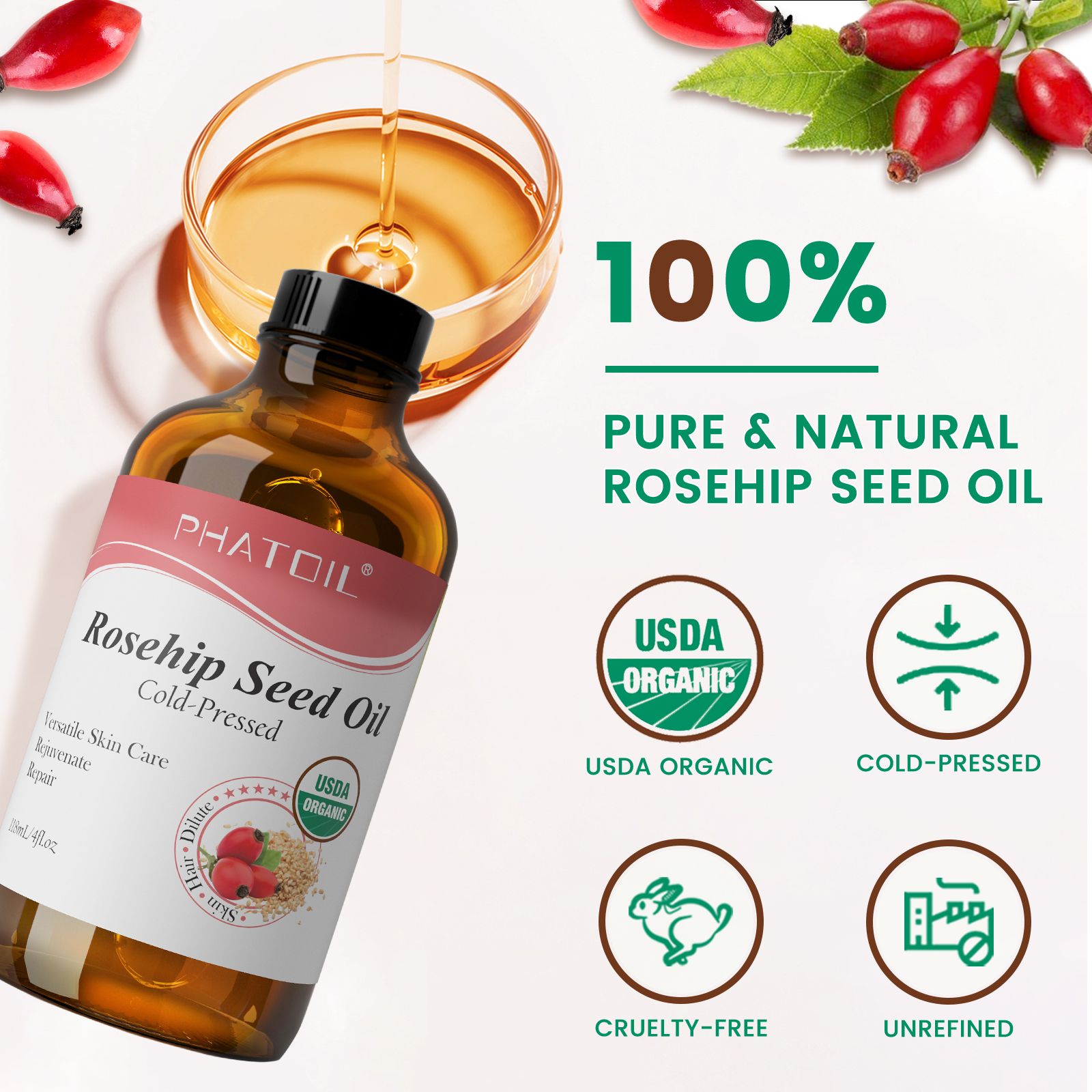 PHATOIL 118ml Organic Face Oil - Castor Oil Cold Press บทวิจารณ์และราคา