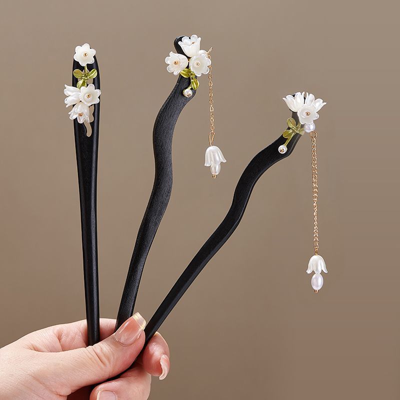 Wooden Flower Hairpin Vintage  - Hair Care Ingredients บทวิจารณ์และราคา