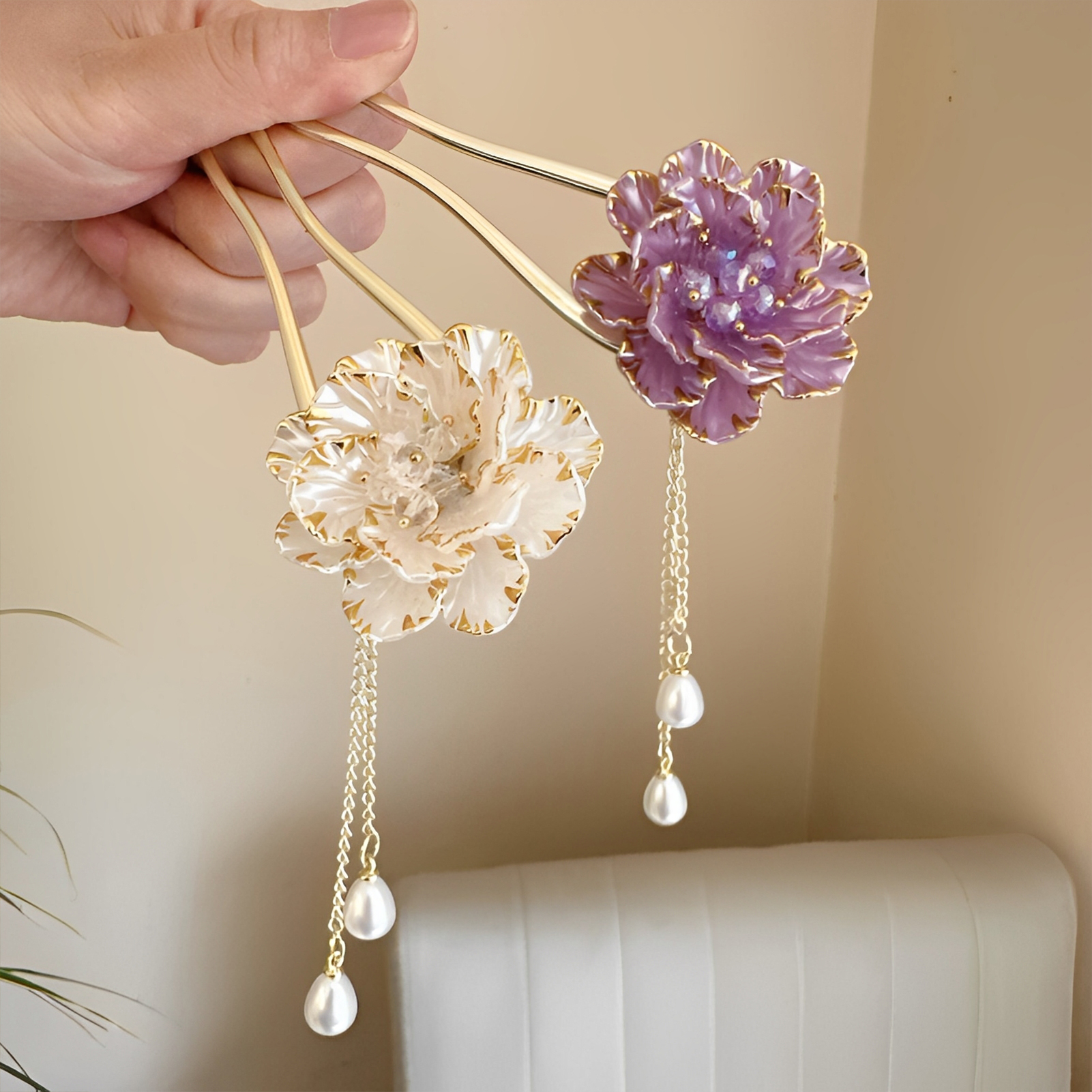 Elegant Hair Stick Peony Flowe - Hair Care Ingredients บทวิจารณ์และราคา