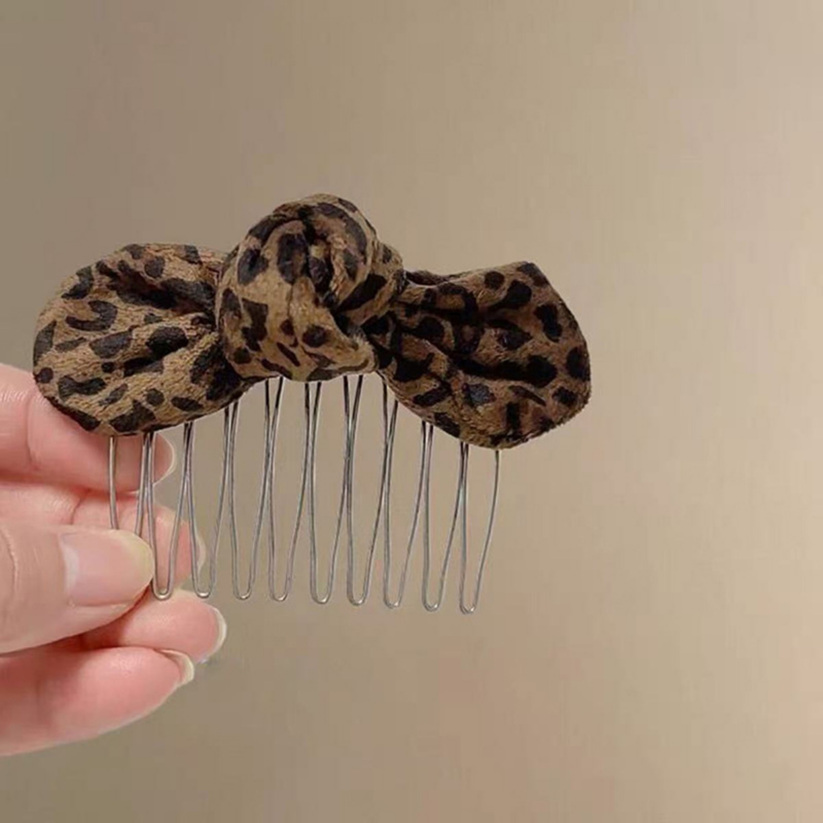 1PCLeopard Print Bow Hair Comb - Hair Care Ingredients บทวิจารณ์และราคา