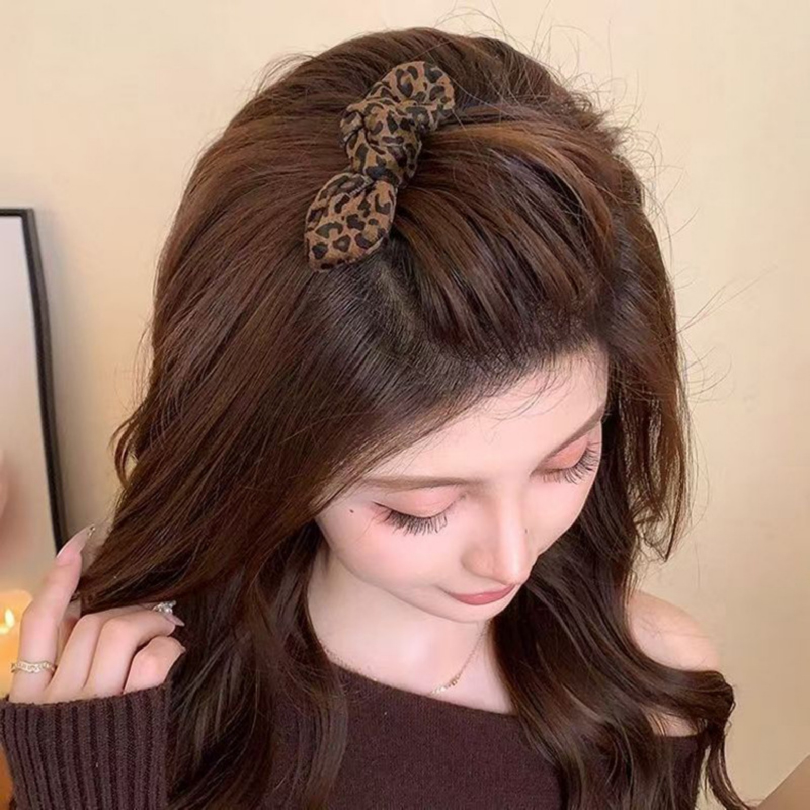 1PCLeopard Print Bow Hair Comb - Hair Care Ingredients บทวิจารณ์และราคา