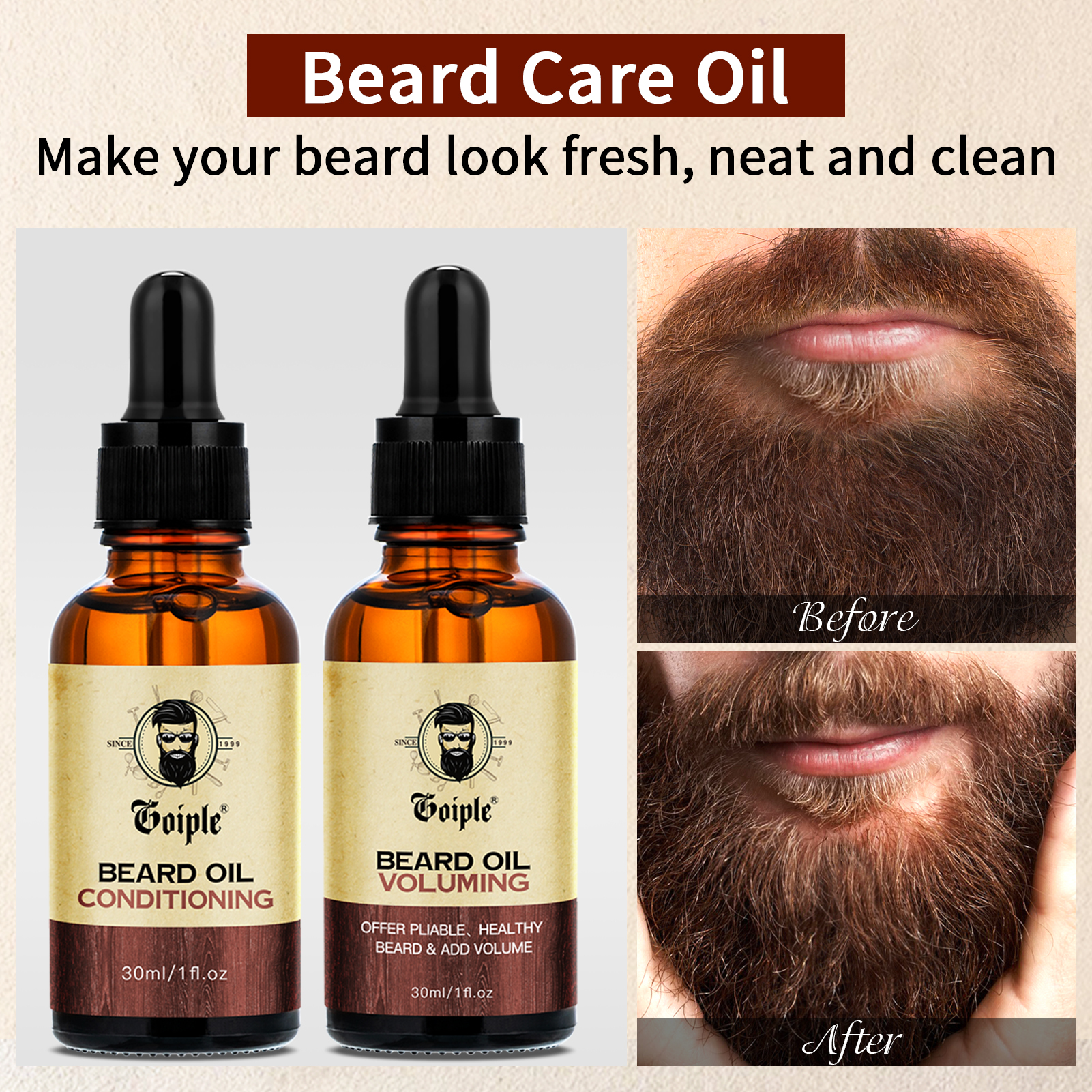 3pcs Men Natural Beard Care Oi - Hair Care For Men บทวิจารณ์และราคา